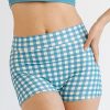 Bottoms Lime Ricki | Ocean Gingham High-Waist Boy Short Swim Bottoms | Lime Ricki