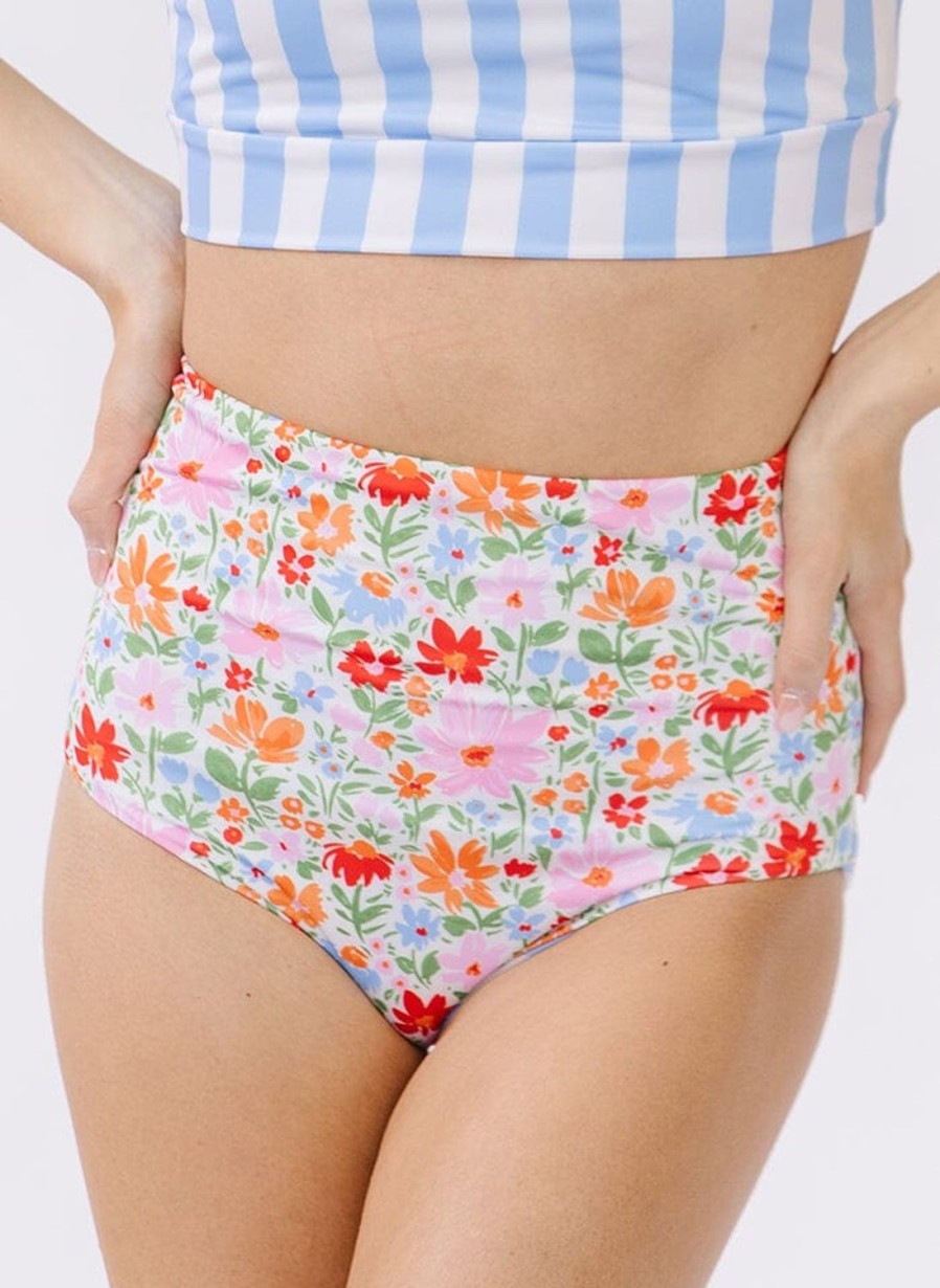 Bottoms Lime Ricki | Painted Floral/Peri Stripe Reversible Ultra High-Waist Bottom