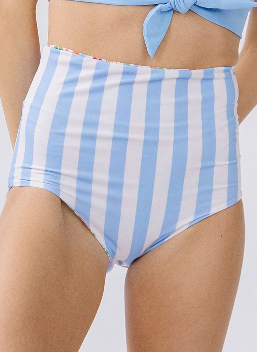 Bottoms Lime Ricki | Painted Floral/Peri Stripe Reversible Ultra High-Waist Bottom