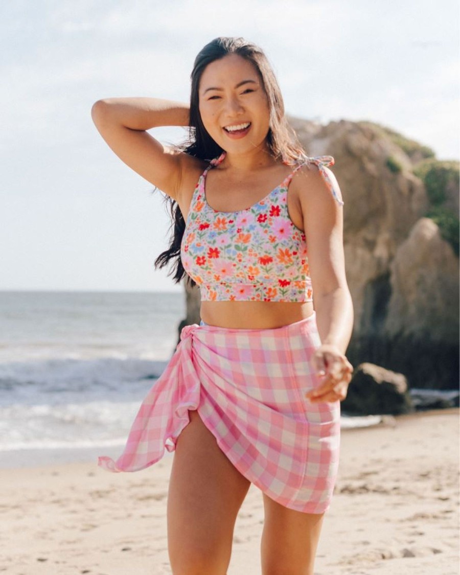 Beachwear Lime Ricki | Pink Gingham Sarong