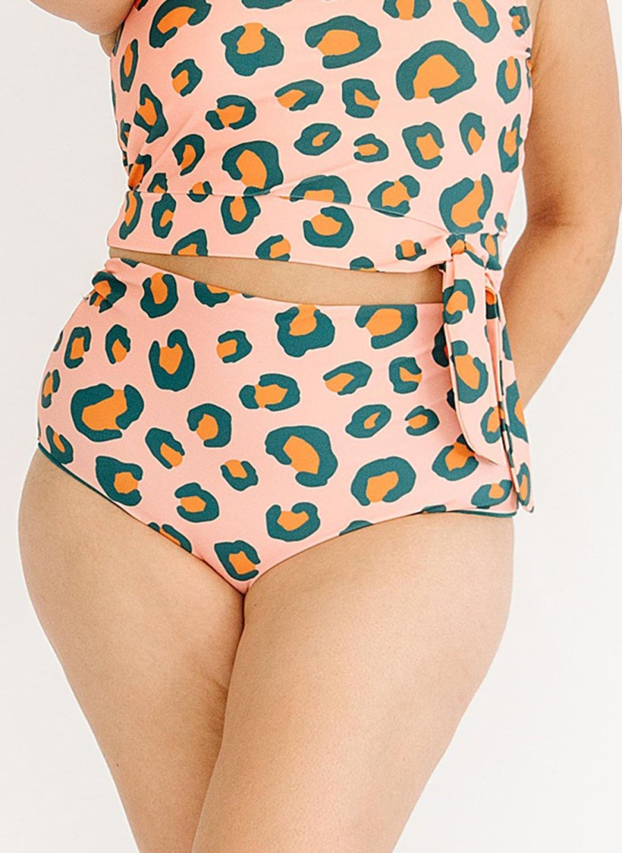 Bottoms Lime Ricki | Peach Leopard / Jade Reversible Ultra High-Waist Bottom