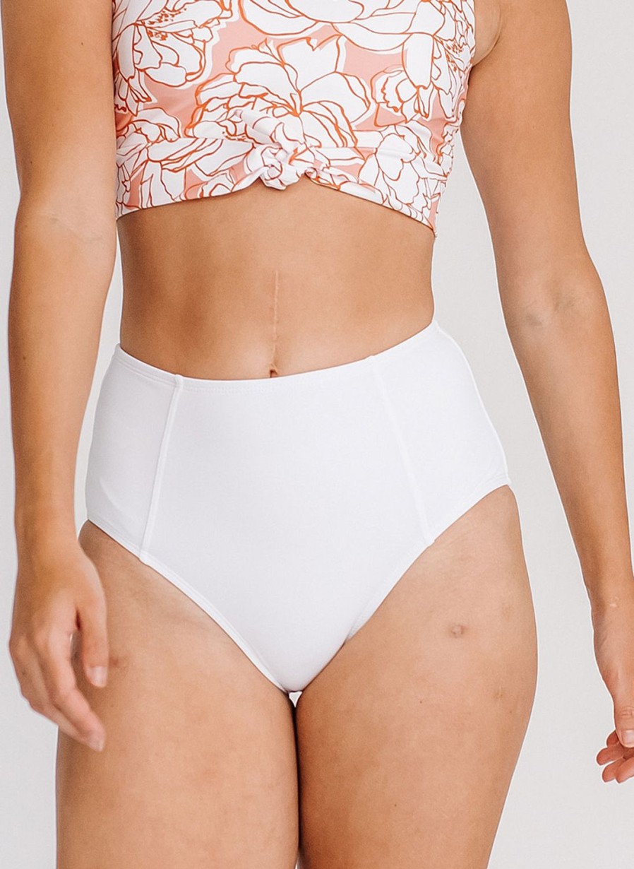 Bottoms Lime Ricki | White High-Waist Swim Bottoms | Lime Ricki