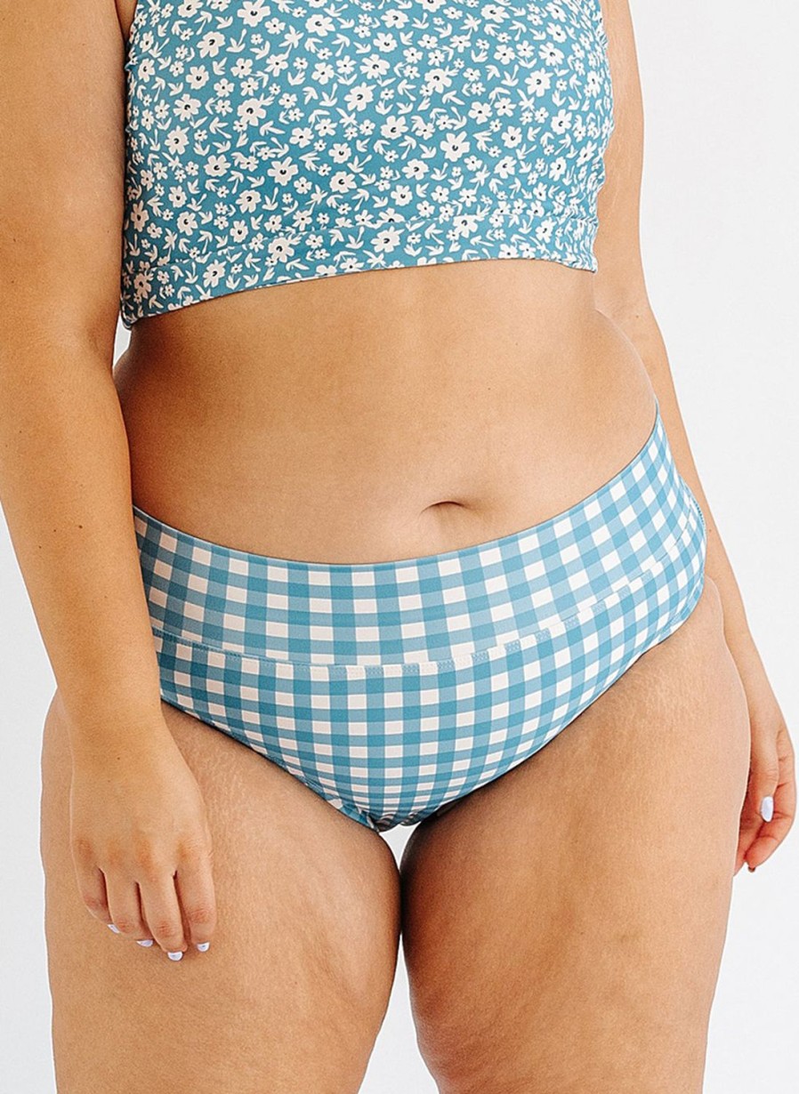 Bottoms Lime Ricki | Ocean Gingham Classic Swim Bottoms | Lime Ricki Swimwear