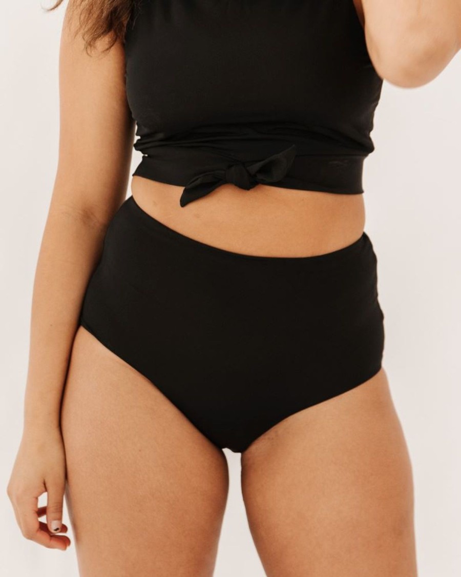 Bottoms Lime Ricki | Black Ultra High-Waist Swim Bottoms | Lime Ricki