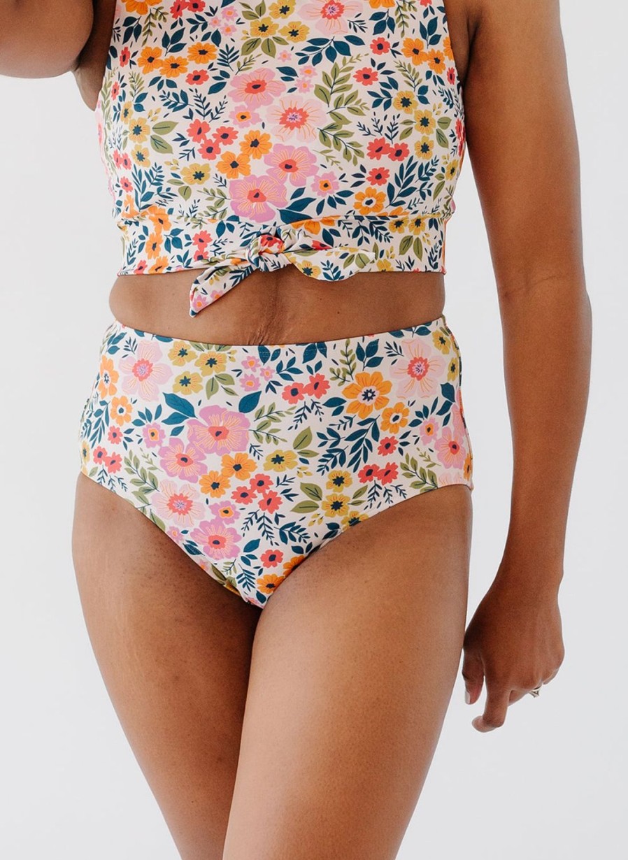 Bottoms Lime Ricki | Flourish & Bloom High-Waist Swim Bottoms | Lime Ricki Swimwear