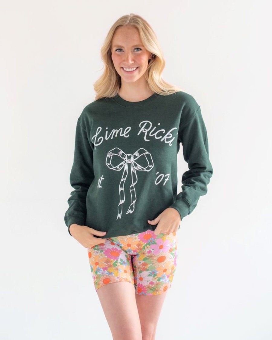 Beachwear Lime Ricki | Lime Ricki Bow Crew Neck Sweatshirt