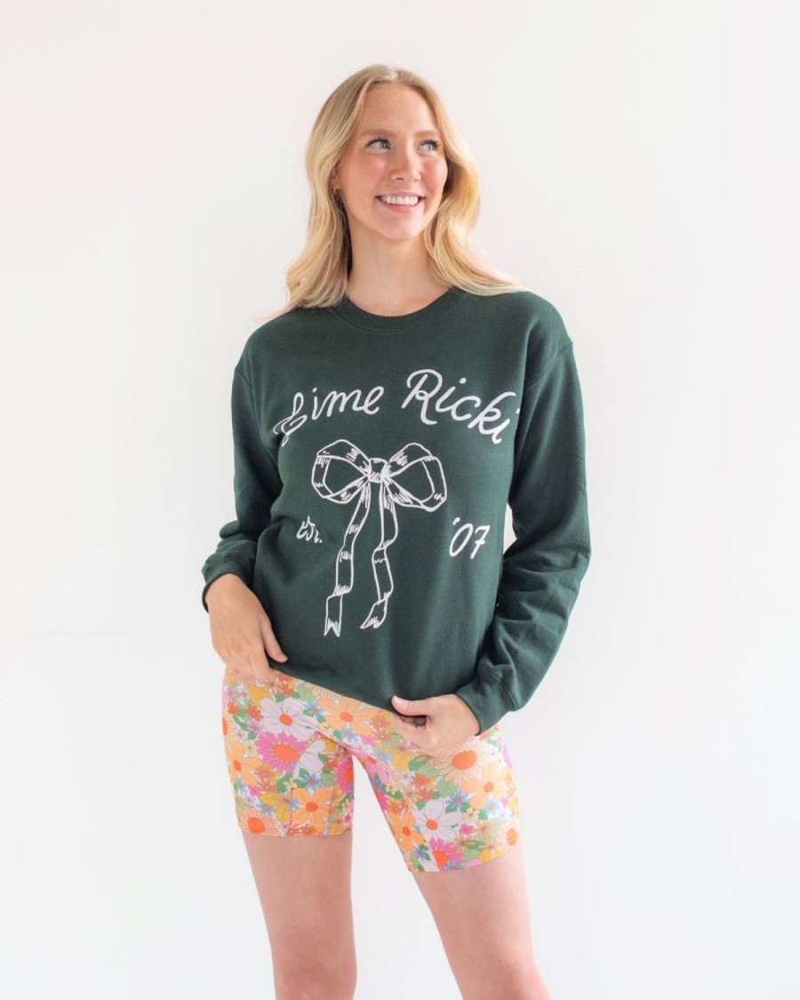 Beachwear Lime Ricki | Lime Ricki Bow Crew Neck Sweatshirt