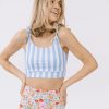 Tankinis + Tops Lime Ricki | Peri Stripe Shoulder-Tie Crop Top