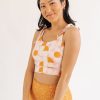 Tankinis + Tops Lime Ricki | Retro Geo Shoulder-Tie Crop Swim Top | Lime Ricki