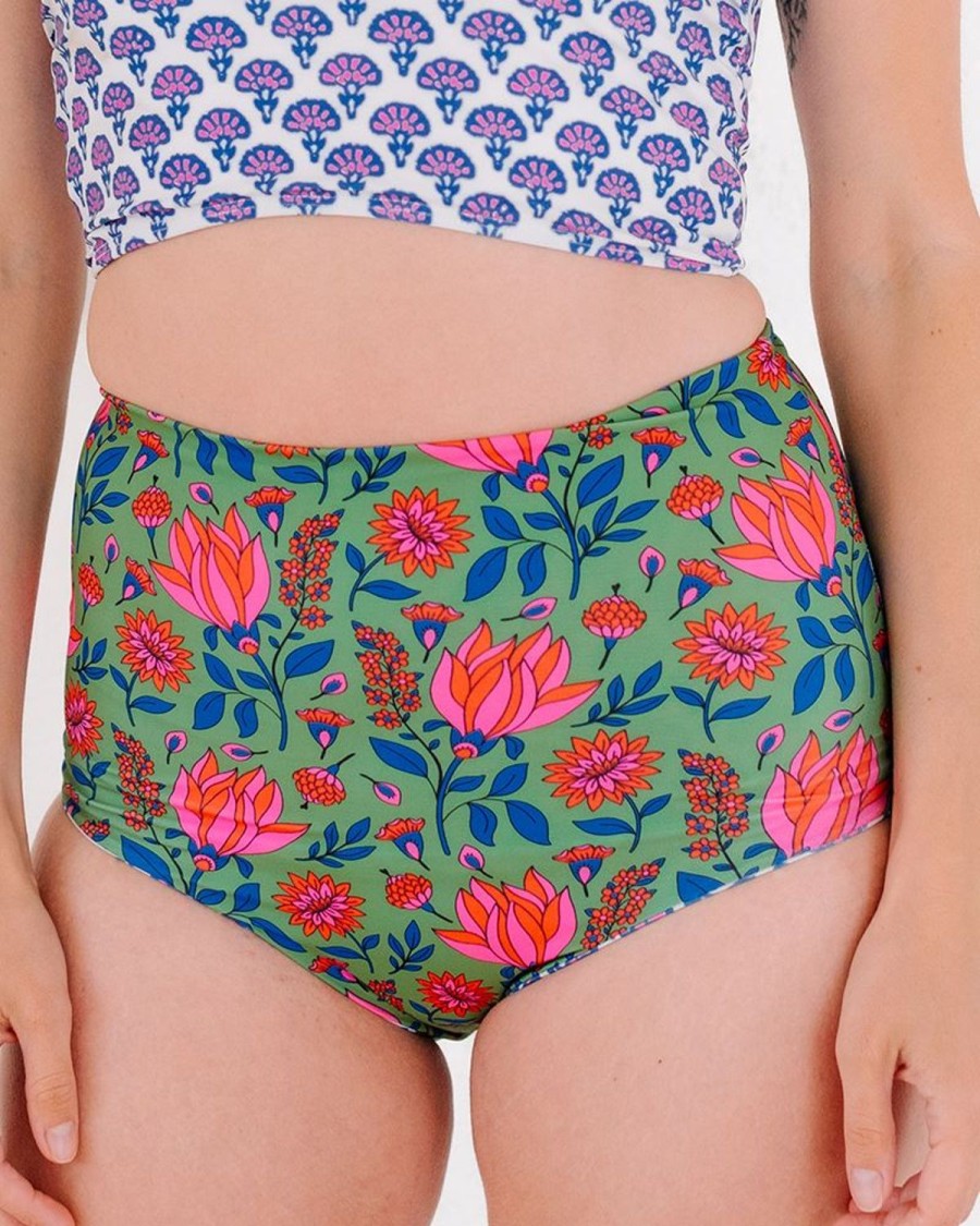 Bottoms Lime Ricki | Block Floral/ Fresco Floral Reversible Ultra High-Waist Bottom