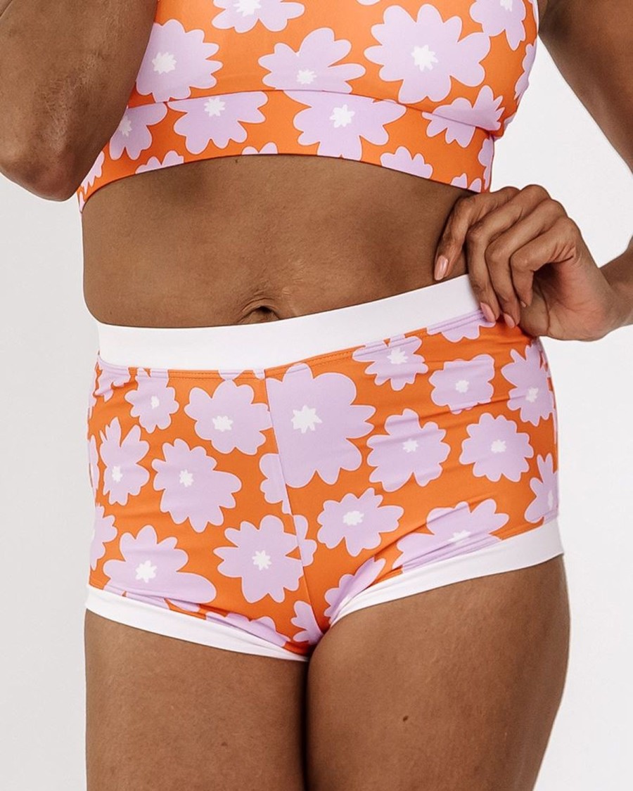 Bottoms Lime Ricki | Daphne Retro Boy Short Swim Bottoms | Lime Ricki