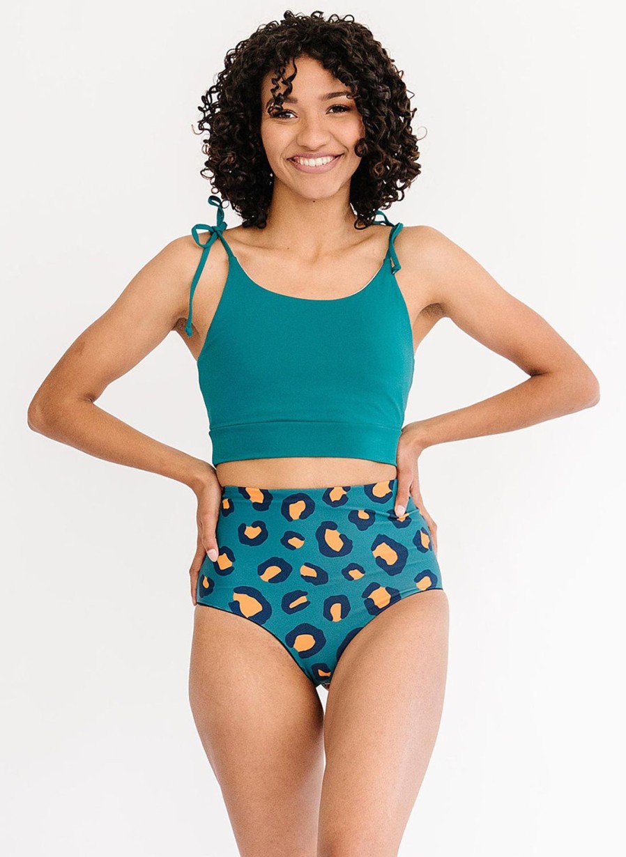 Tankinis + Tops Lime Ricki | Jade Shoulder-Tie Crop Top