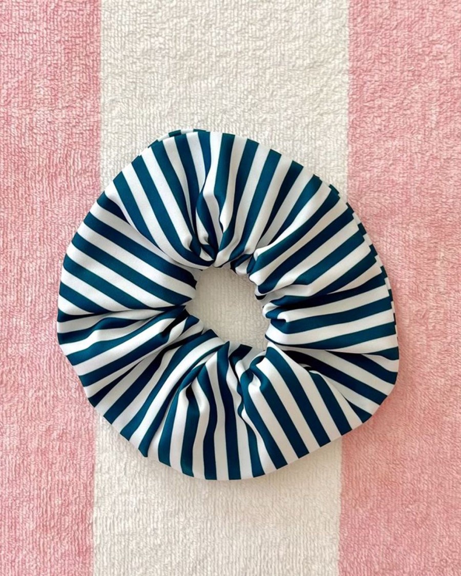 Beachwear Lime Ricki | Indigo Stripe Hair Scrunchie