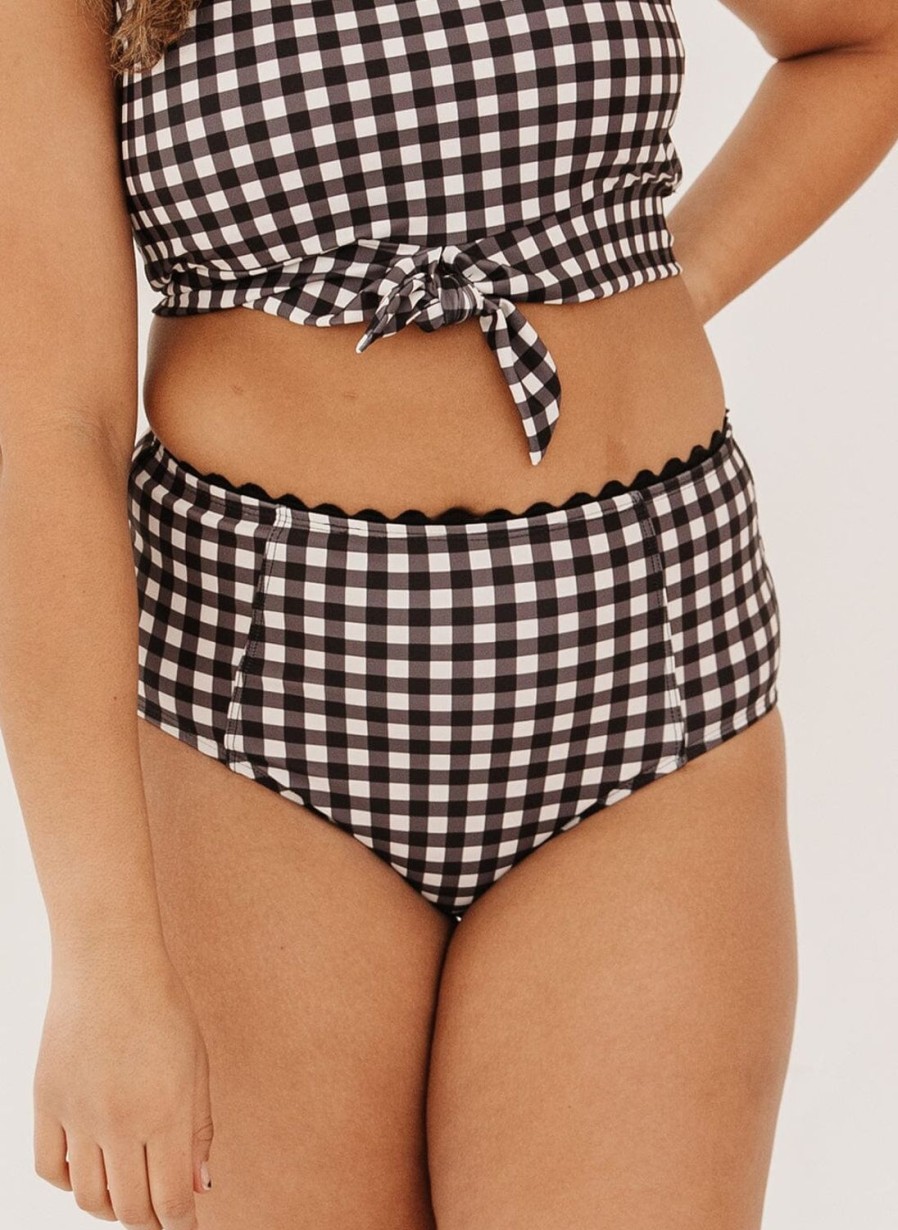 Bottoms Lime Ricki | Black Gingham High Waisted Swim Bottoms | Lime Ricki Swimwear