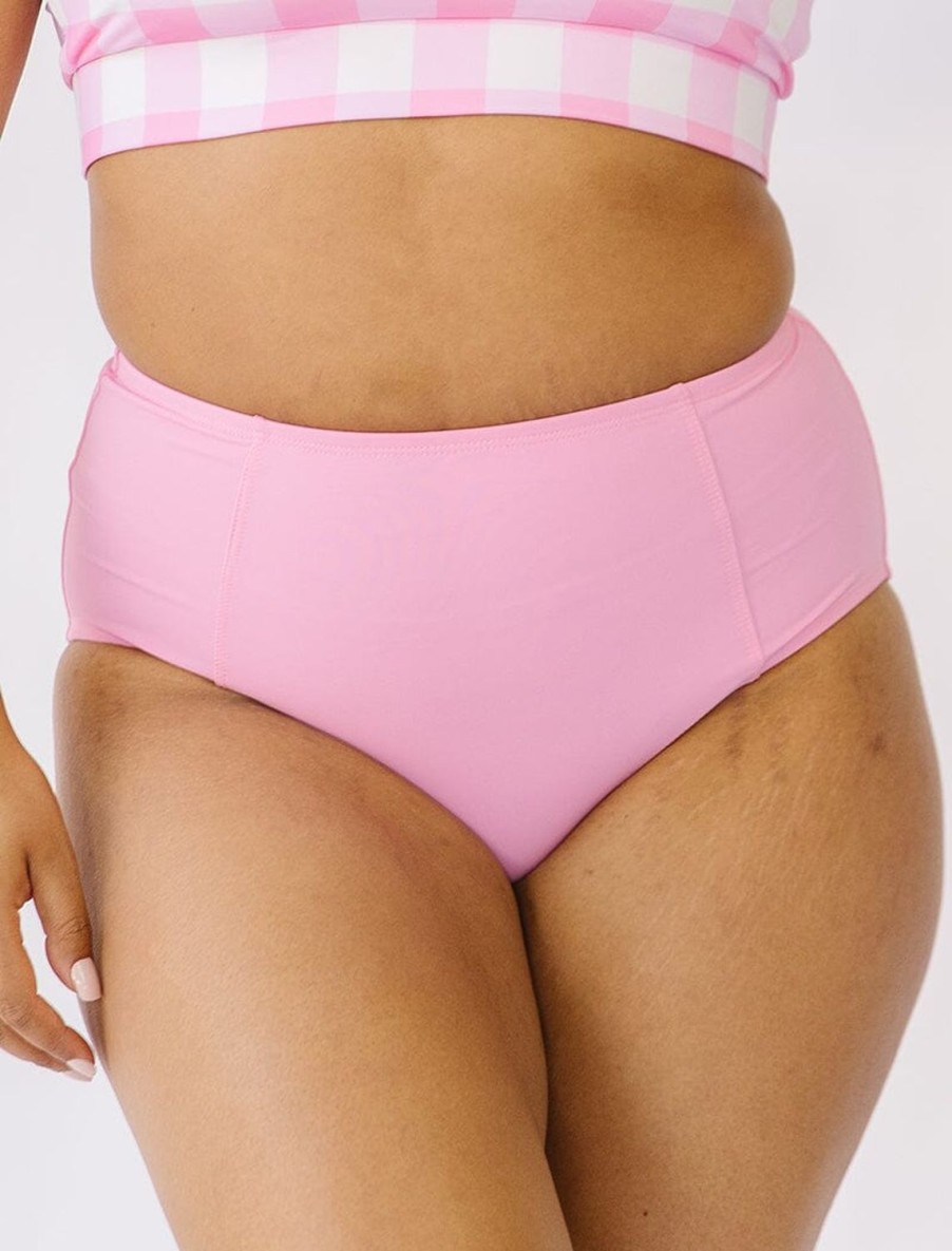 Bottoms Lime Ricki | Pink High-Waist Swim Bottoms | Lime Ricki