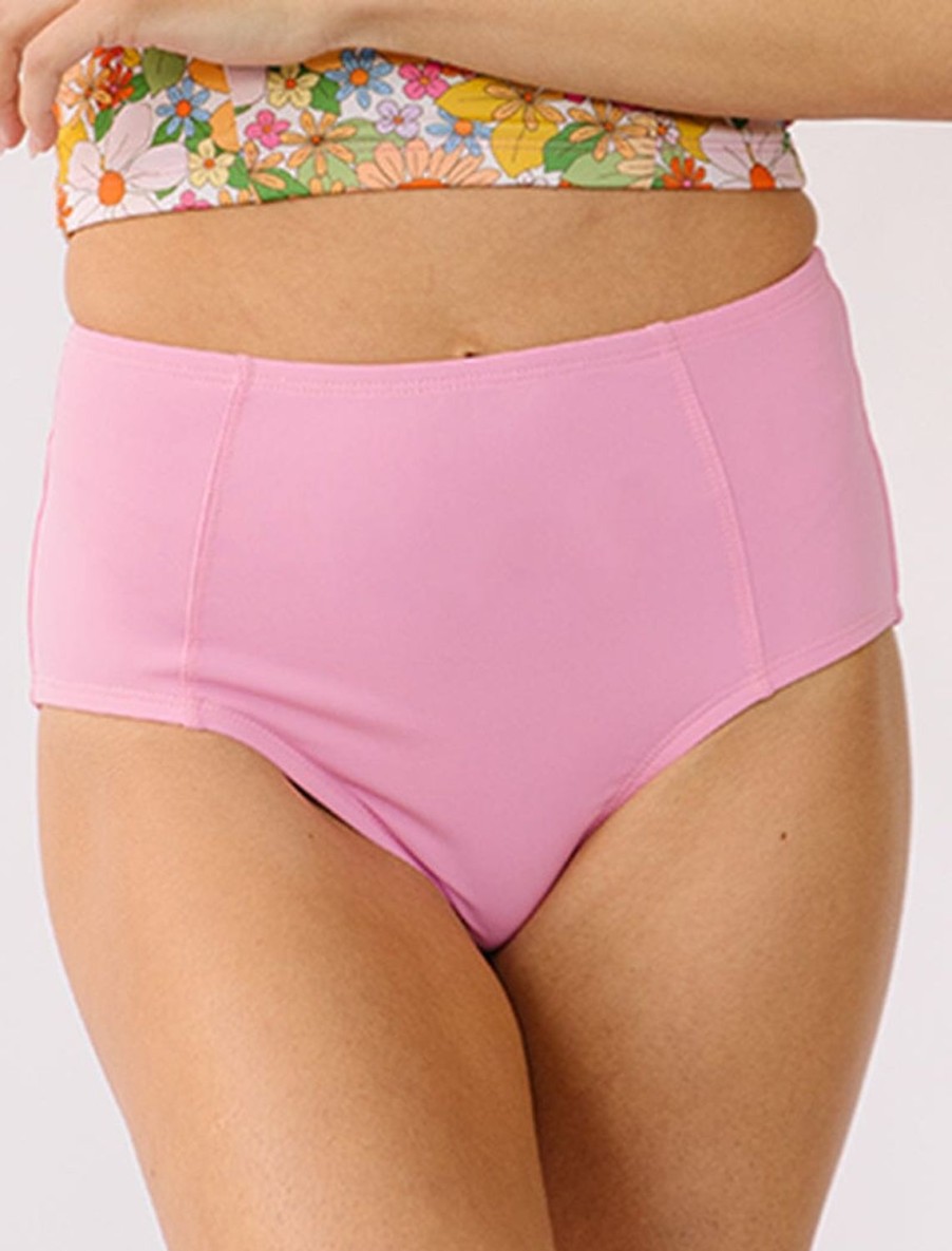 Bottoms Lime Ricki | Pink High-Waist Swim Bottoms | Lime Ricki