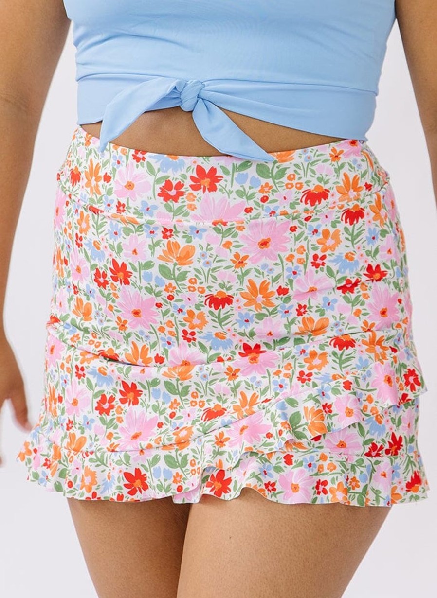 Bottoms Lime Ricki | Painted Floral Ultra High-Waist Skirt W/ Bottoms