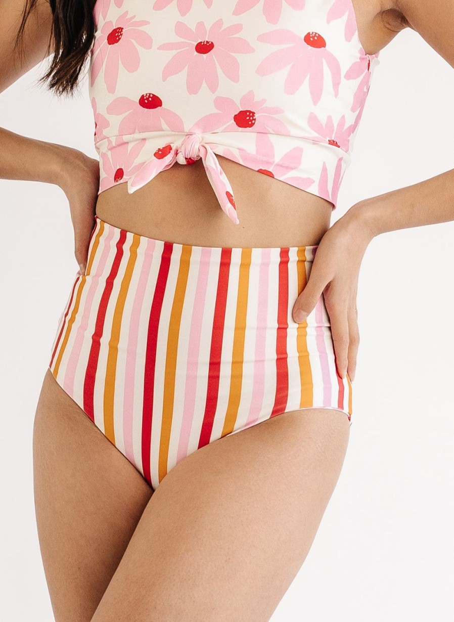 Bottoms Lime Ricki | Cloud Daisy/Sunset Stripe Ultra High-Waist Bottom